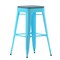 Emma and Oliver Cory Set of Four Backless Metal Stools with All-Weather Poly Resin Seats for Indoor Use Only